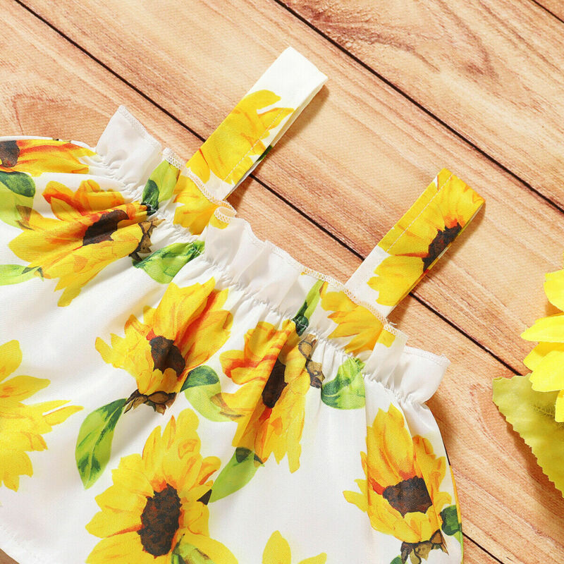 Summer Sunflower 3Pcs Floral Sling Vest - The Lovely Babies