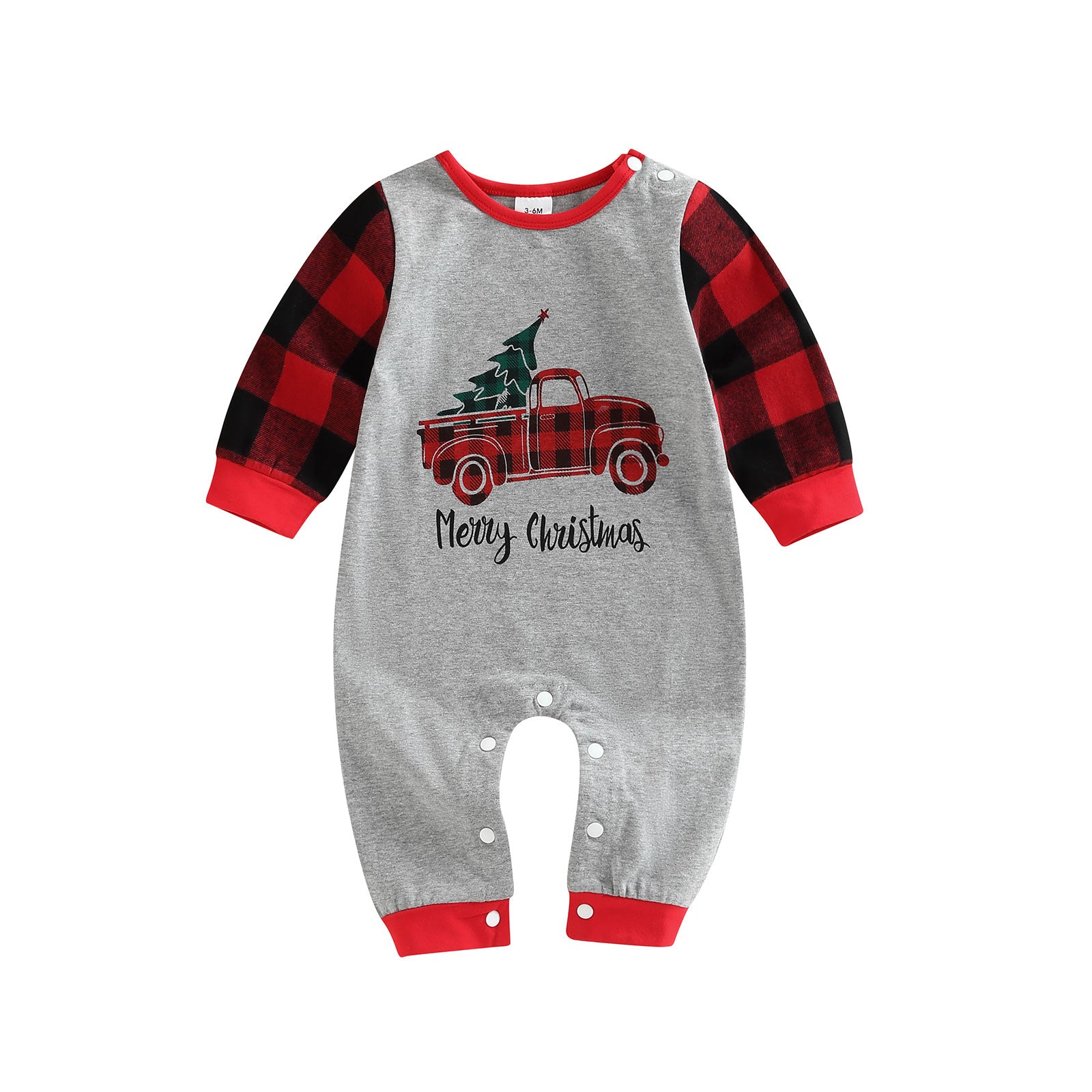 Boy Romper Long Sleeve Plaid Car Print - The Lovely Babies