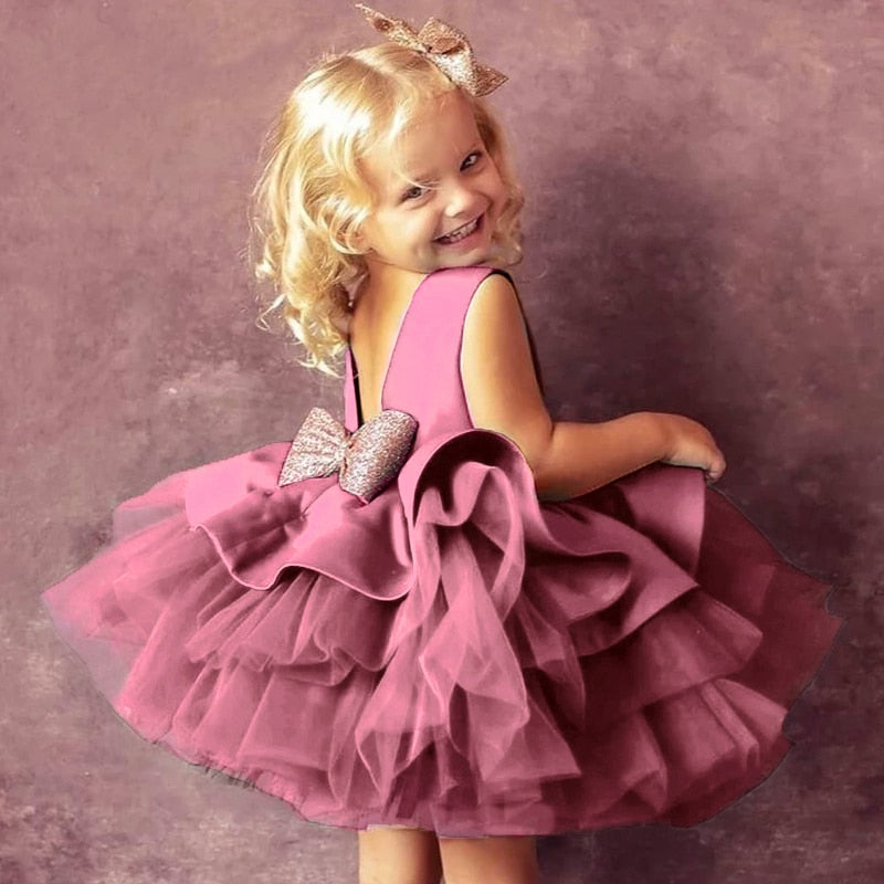 Girls Dress Big Bowknot - The Lovely Babies