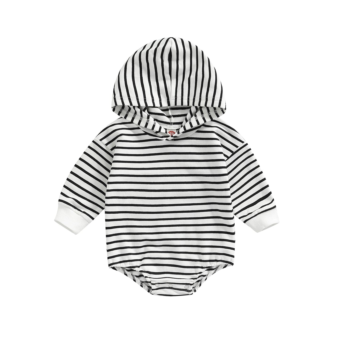 Hooded Bodysuit Black White Stripe - The Lovely Babies