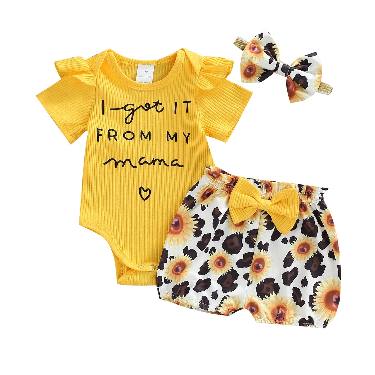 Summer Knitted Romper Bow Floral Leopard Print - The Lovely Babies