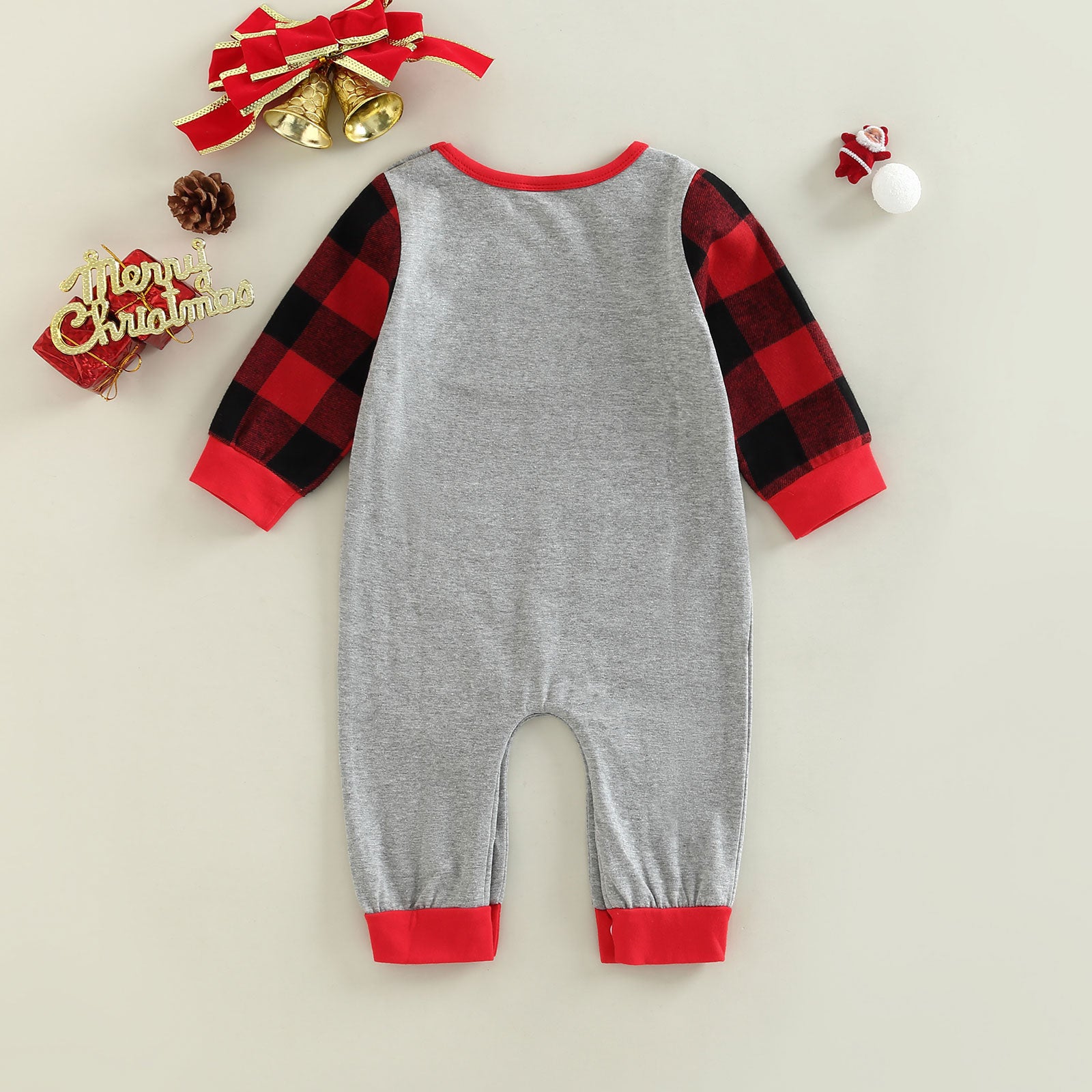 Boy Romper Long Sleeve Plaid Car Print - The Lovely Babies