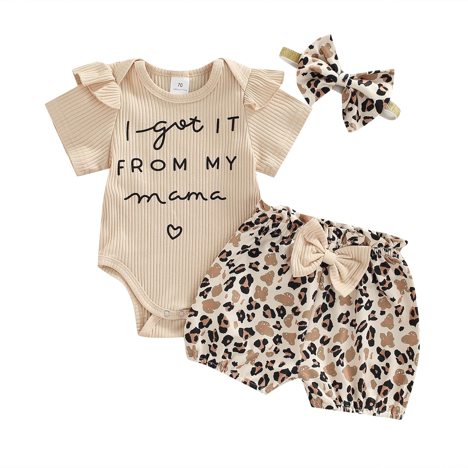 Summer Knitted Romper Bow Floral Leopard Print - The Lovely Babies