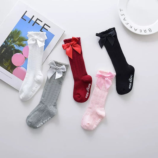 Big Bow Knee High Long Soft Socks - The Lovely Babies