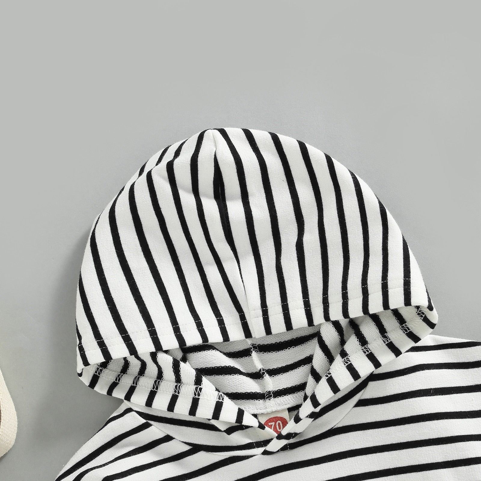 Hooded Bodysuit Black White Stripe - The Lovely Babies