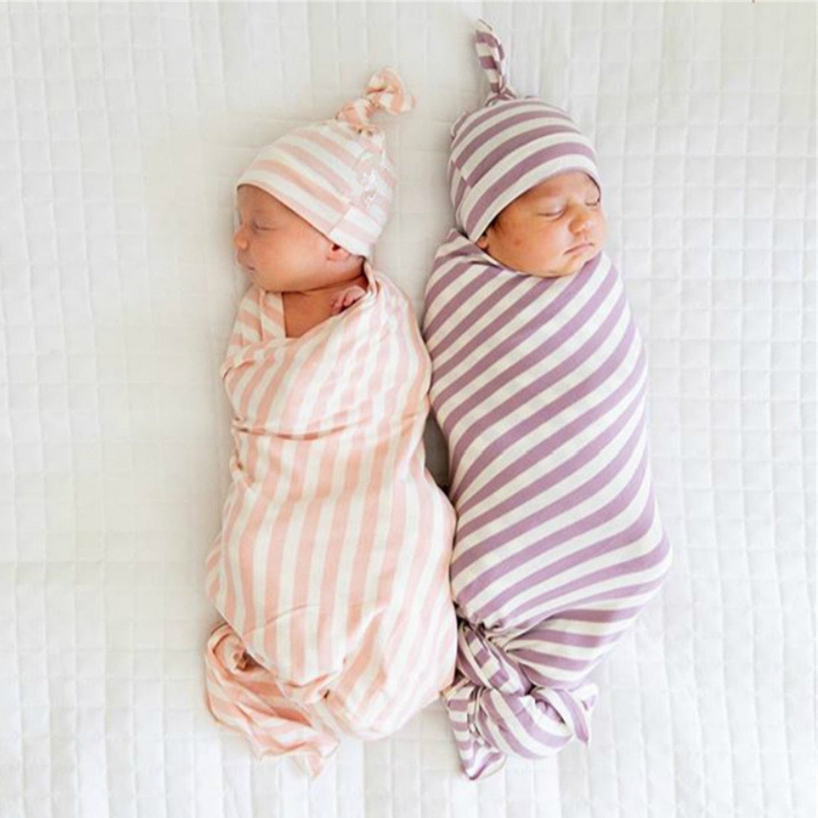 Soft Baby Swaddle Blankets Hat Set - The Lovely Babies